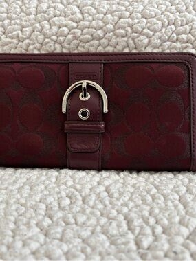 Coach Continental Zip Wallet - Deep Burgundy Leather